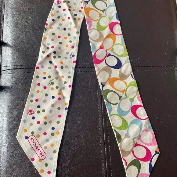 Coach Signature Print Silk Skinny Scarf - Picture 2 of 5